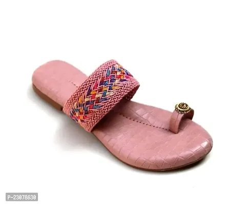 Elegant Pink Rubber Fashion Flats For Women-thumb0