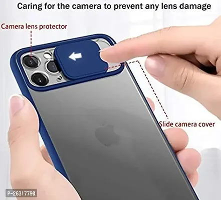 SUNNY FASHION Camera Lens Slide Protection Matte Back Case Cover Compatible for iPhone 12 / iPhone 12 Pro - Blue-thumb2