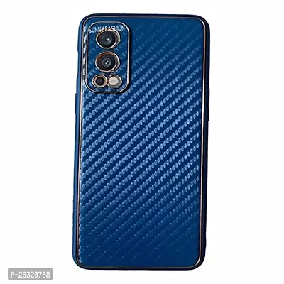 SUNNY FASHION Shockproof Carbon Fiber Armor Camera Protection Back Case Cover for OnePlus Nord 2 5G (Blue)-thumb0