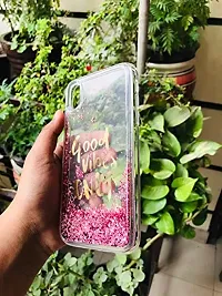 SUNNY FASHION Good Vibes Only Designer Quicksand Moving Liquid Floating Waterfall Girls Soft TPU Mobile Back Case Cover Compatible for iPhone XR (Running Glitter Sparkle Pink)-thumb1