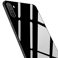 SUNNY FASHION Back Cover Oppo Reno 4 Pro Luxurious Glass Soft Edge Protective TPU Bumper Stunning Design Case for Oppo Reno 4 Pro - Black-thumb1