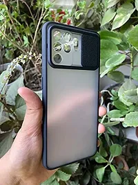 SUNNY FASHION Back Cover for Oppo F19 Pro Camera Lens Slide Protection Stylish Matte Back Case Cover for Oppo F19 pro (Black)-thumb1