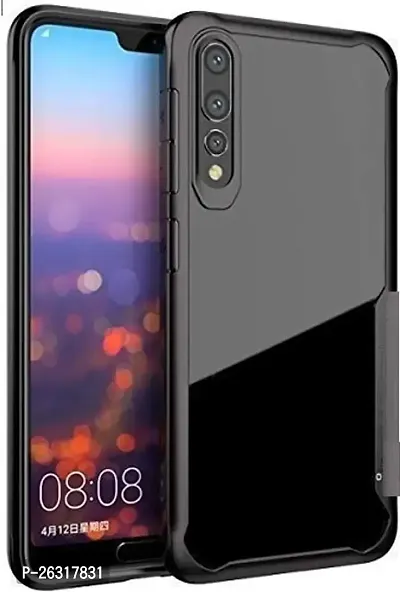 Sunny Fashion Ultra Thin Shock Proof 4 Sides Protection Clear Transparent Back Cover Case with Black Border for Samsung Galaxy A70s / A70 - Black-thumb0