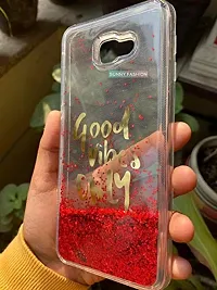 SUNNY FASHION Samsung Galaxy J4 Plus Case, Good Vibes Only Transparent Liquid Floating Glitter Back Cover for (Samsung Galaxy J4 Plus, Red)-thumb2
