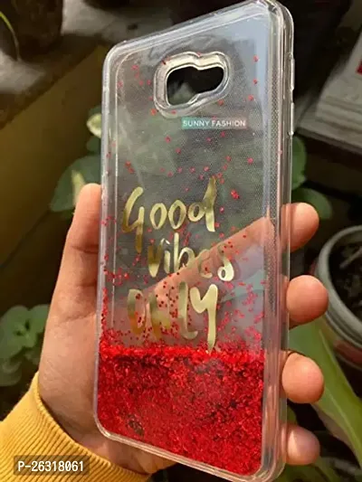 SUNNY FASHION Samsung Galaxy J4 Plus Case, Good Vibes Only Transparent Liquid Floating Glitter Back Cover for (Samsung Galaxy J4 Plus, Red)-thumb3