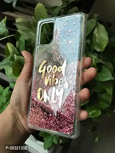 Sunny Fashion Good Vibes Only Designer Quicksand Moving Liquid Floating Waterfall Girls Soft TPU Mobile Back Cover for Samsung Galaxy A71 (Running Glitter Sparkle Pink)-thumb3