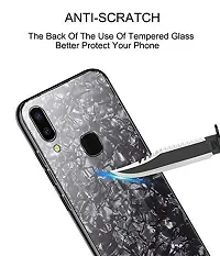 SUNNY FASHION Back Cover for Samsung Galaxy M20 Marble Finish Glass for Samsung Galaxy M20 - Black-thumb2