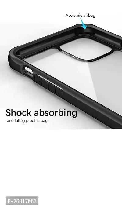 SUNNY FASHION Transparent Hybrid Hard PC Back TPU Bumper Impact Resistant Case Cover for iPhone 12 / iPhone 12 Pro (Black, Transparent)-thumb3