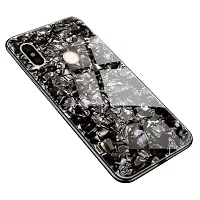 SUNNY FASHION Back Cover for Samsung Galaxy M20 Marble Finish Glass for Samsung Galaxy M20 - Black-thumb1