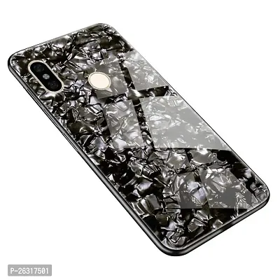 SUNNY FASHION Back Cover for Samsung Galaxy M20 Marble Finish Glass for Samsung Galaxy M20 - Black-thumb2