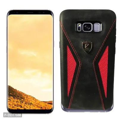 Sunny Fashion Leather Back Case Cover for Samsung Galaxy S8 Plus - Black  Red