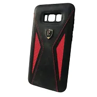 Sunny Fashion Leather Back Case Cover for Samsung Galaxy S8 Plus - Black  Red-thumb2