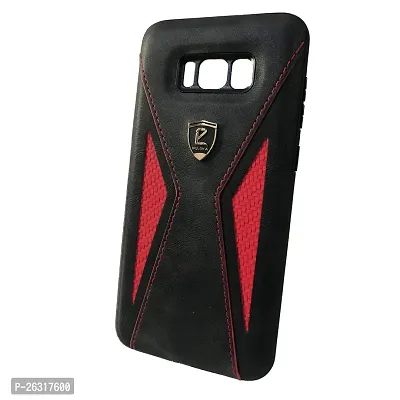 Sunny Fashion Leather Back Case Cover for Samsung Galaxy S8 Plus - Black  Red-thumb3