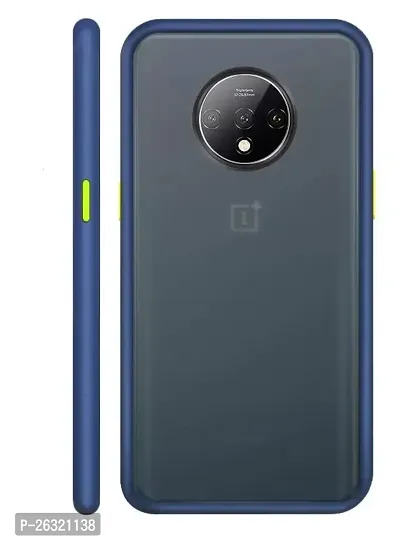 SUNNY FASHION Hard Matte Finish Smoke Case with Soft Side Frame Fit Protective Back Case Cover for OnePlus 7T [Translucent Ant-Slip Matte] Smoke Blue