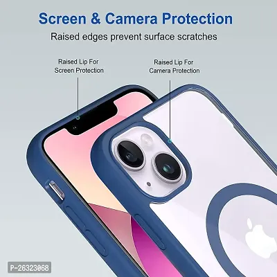 SUNNY FASHION Back Case Cover Compatible for iPhone 14 Mag-Safe Support Wireless Magnetic Shockproof Transparent Case for iPhone 14 (Blue)-thumb3