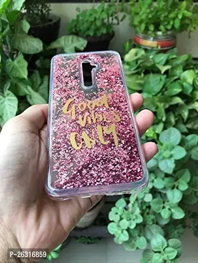 Sunny Fashion Good Vibes Only Designer Quicksand Moving Liquid Floating Waterfall Girls Soft TPU Mobile Back Cover for Oppo Oppo Reno 2Z / 2F (Running Glitter Sparkle Pink)-thumb5