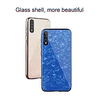 Sunny Fashion Luxury Marble Pattern Tempered Glass Back Case Cover for Xiaomi Mi A3 - Blue-thumb1