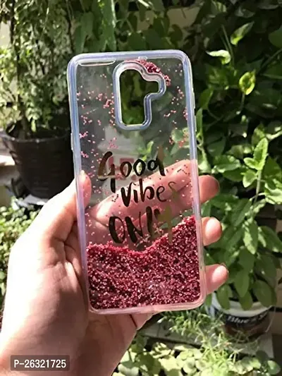 SUNNY FASHION Mobile Back Cover Case for Samsung Galaxy J6 Plus Good Vibes Only Transparent Liquid Floating Glitter Back Cover for (Samsung Galaxy J6 Plus, Pink)