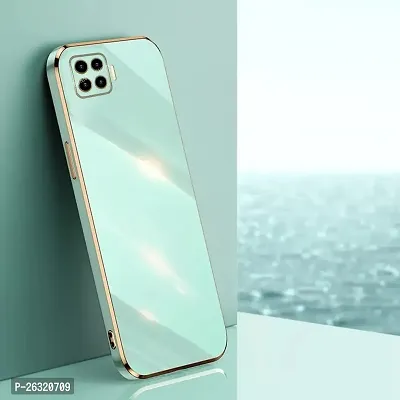 Sunny Fashion Back Cover for Oppo F17 Liquid TPU Silicone Shockproof Flexible with Camera Protection Soft Back Cover Case for Oppo F17 (Mint Green)-thumb0