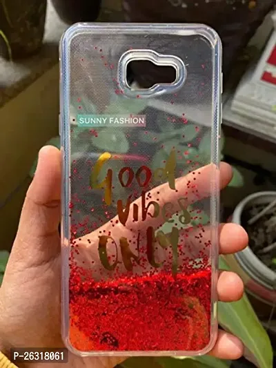 SUNNY FASHION Samsung Galaxy J4 Plus Case, Good Vibes Only Transparent Liquid Floating Glitter Back Cover for (Samsung Galaxy J4 Plus, Red)-thumb0