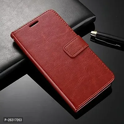 Sunny Fashion Leather Flip Cover Case for Oppo F7 - (Brown)-thumb0