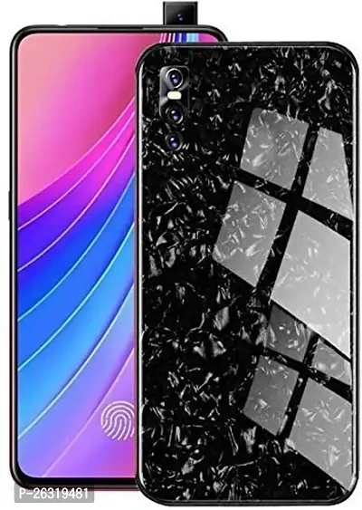 SUNNY FASHION Back Case Cover for Vivo V15 Pro Marble Finish Glass for Vivo V15 Pro - Black