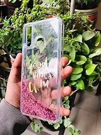 Sunny Fashion Good Vibes Only Designer Quicksand Moving Liquid Floating Waterfall Girls Soft TPU Mobile Back Cover for Vivo Y19 / U20 (Running Glitter Sparkle Pink)-thumb1