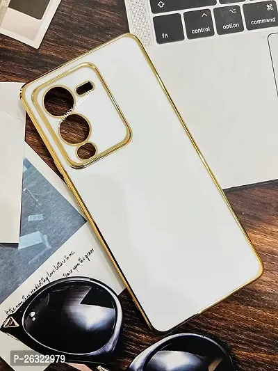 SUNNY FASHION Liquid TPU Silicone Shockproof Flexible with Camera Protection Soft Back Case Cover for Vivo V25 Pro 5G (White)