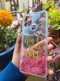 Sunny Fashion Good Vibes Only Designer Quicksand Moving Liquid Floating Waterfall Girls Soft TPU Mobile Back Cover for Samsung Galaxy M31 / F41 (Running Glitter Sparkle Pink)-thumb1