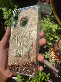 SUNNY FASHION Good Vibes Only Designer Quicksand Moving Liquid Floating Waterfall Girls Soft TPU Mobile Back Case Cover for Xiaomi Redmi Note 8 (Running Glitter Sparkle Gold)-thumb1