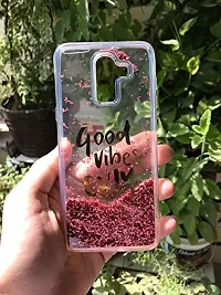 SUNNY FASHION Mobile Back Cover Case for Samsung Galaxy J6 Plus Good Vibes Only Transparent Liquid Floating Glitter Back Cover for (Samsung Galaxy J6 Plus, Pink)-thumb1