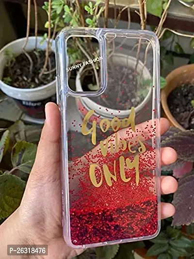 SUNNY FASHION Back Cover for Oppo A74 Good Vibes Only Designer Moving Liquid Floating Waterfall Girls Soft TPU Running Glitter Sparkle Back Case Cover for Oppo A74 (Red)-thumb4