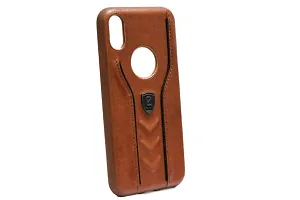 Sunny Fashion Leather Back Case Cover for iPhone X/XS - Brown-thumb1