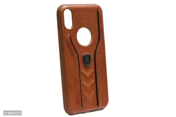 Sunny Fashion Leather Back Case Cover for iPhone X/XS - Brown-thumb2