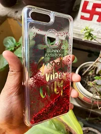 SUNNY FASHION Good Vibes Only Designer Quicksand Moving Liquid Floating Waterfall Girls Soft TPU Mobile Back Case Cover for Realme 2 (Running Glitter Sparkle Red)-thumb2