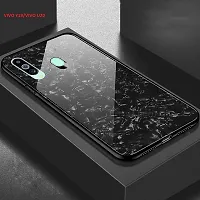 SUNNY FASHION Back Cover for Vivo Y19 / U20 Marble Finish Glass for Vivo Y19 / U20 - Black-thumb1