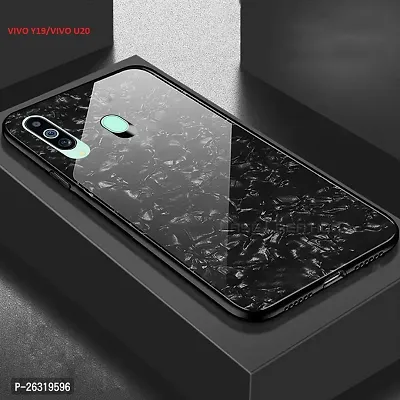 SUNNY FASHION Back Cover for Vivo Y19 / U20 Marble Finish Glass for Vivo Y19 / U20 - Black-thumb2