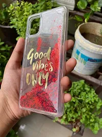 SUNNY FASHION Good Vibes Only Designer Quicksand Moving Liquid Floating Waterfall Girls Soft TPU Transparent Mobile Back Case Cover for Samsung Galaxy A51 (Running Glitter Sparkle Red)-thumb1