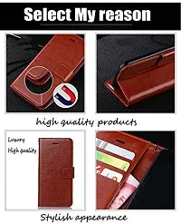 Sunny Fashion Premium PU Leather Flip Wallet Case Cover for OnePlus 6 - Brown-thumb3