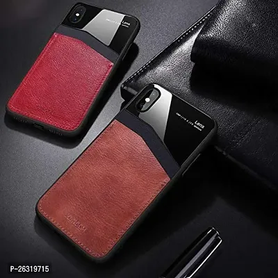 SUNNY FASHION Sleek Slim Leather Glass Back Case Cover for Vivo V15 Pro - Black  Brown-thumb3