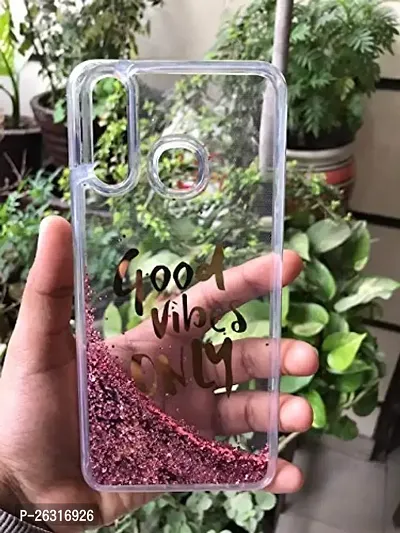 Sunny Fashion Good Vibes Only Designer Quicksand Moving Liquid Floating Waterfall Girls Soft TPU Mobile Back Cover for Vivo Y17 / Y15 / Y12 / Y11 / U10 (Running Glitter Sparkle Pink)