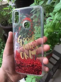 SUNNY FASHION Back Cover for Xiaomi Redmi Note 7/Note 7 Pro (TPU, Plastic | Red | Good Vibes With Running Glitter )-thumb1