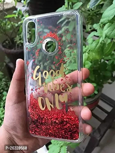 SUNNY FASHION Back Cover for Xiaomi Redmi Note 7/Note 7 Pro (TPU, Plastic | Red | Good Vibes With Running Glitter )-thumb2