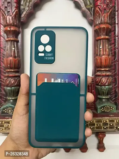 SUNNY FASHION Back Case for Vivo V21E 5G Card Storage Pocket Slot | Camera Protection | Shockproof Smoke Back Case Cover for Vivo V21E 5G (Dark Green)-thumb0