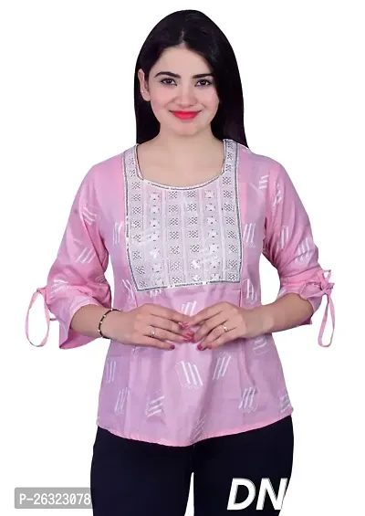 SUNNY FASHION Women Casual Cotton Linen Tunics Top for Women Girls Top (Medium) (Pink Silver)