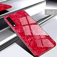 SUNNY FASHION Back Cover for Xiaomi Mi A3 Marble Finish Glass for Xiaomi Mi A3 - Red-thumb1