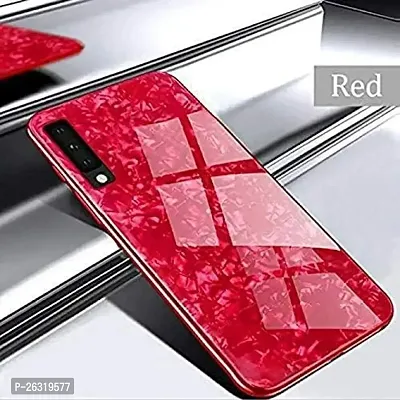 SUNNY FASHION Back Cover for Xiaomi Mi A3 Marble Finish Glass for Xiaomi Mi A3 - Red-thumb2