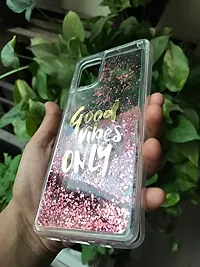 Sunny Fashion Good Vibes Only Designer Quicksand Moving Liquid Floating Waterfall Girls Soft TPU Mobile Back Cover for Samsung Galaxy A71 (Running Glitter Sparkle Pink)-thumb3