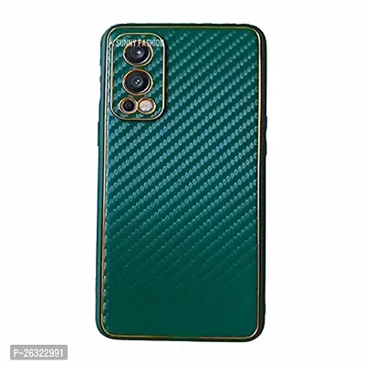 SUNNY FASHION Shockproof Carbon Fiber Armor Camera Protection Back Case Cover for OnePlus Nord 2 5G (Dark Green)