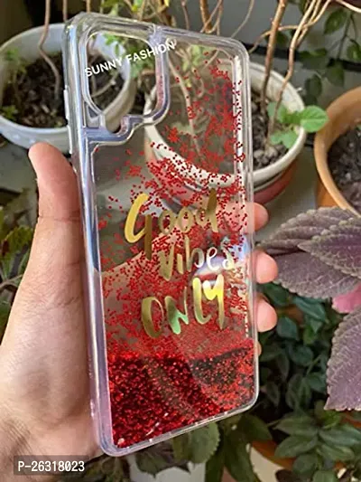 SUNNY FASHION Back Cover for Samsung Galaxy M12 / F12 / A12 Good Vibes Only Designer Moving Liquid Floating Waterfall Girls Soft TPU Glitter Back Case Cover for Samsung M12 / F12 / A12 (Red)-thumb4